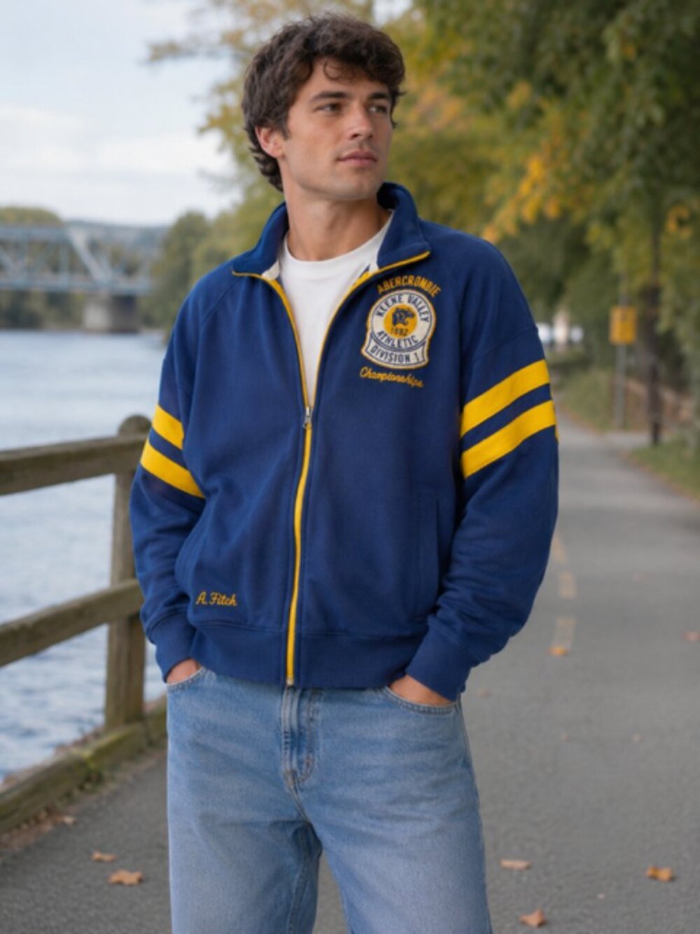 Abercrombie & Fitch Large Keene Valley Athletic Track Jacket Full Zip